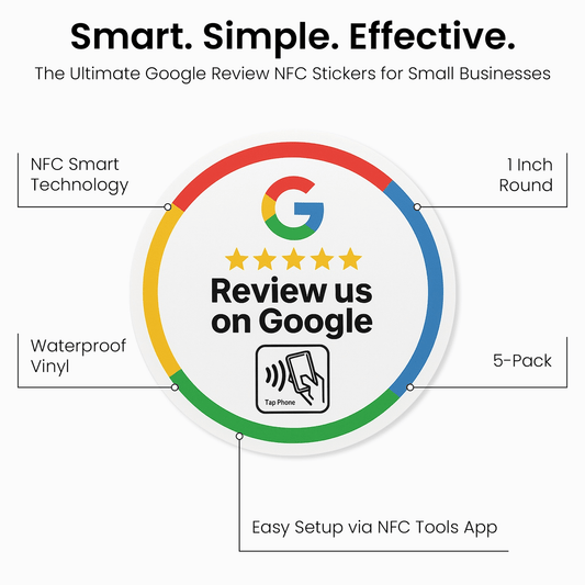 NFC smart tag for NFC Smart Review Sticker | NFC Google Review Stickers, 1 Inch Round, Waterproof Smart Labels for Business Feedback by tappyNFC Official
